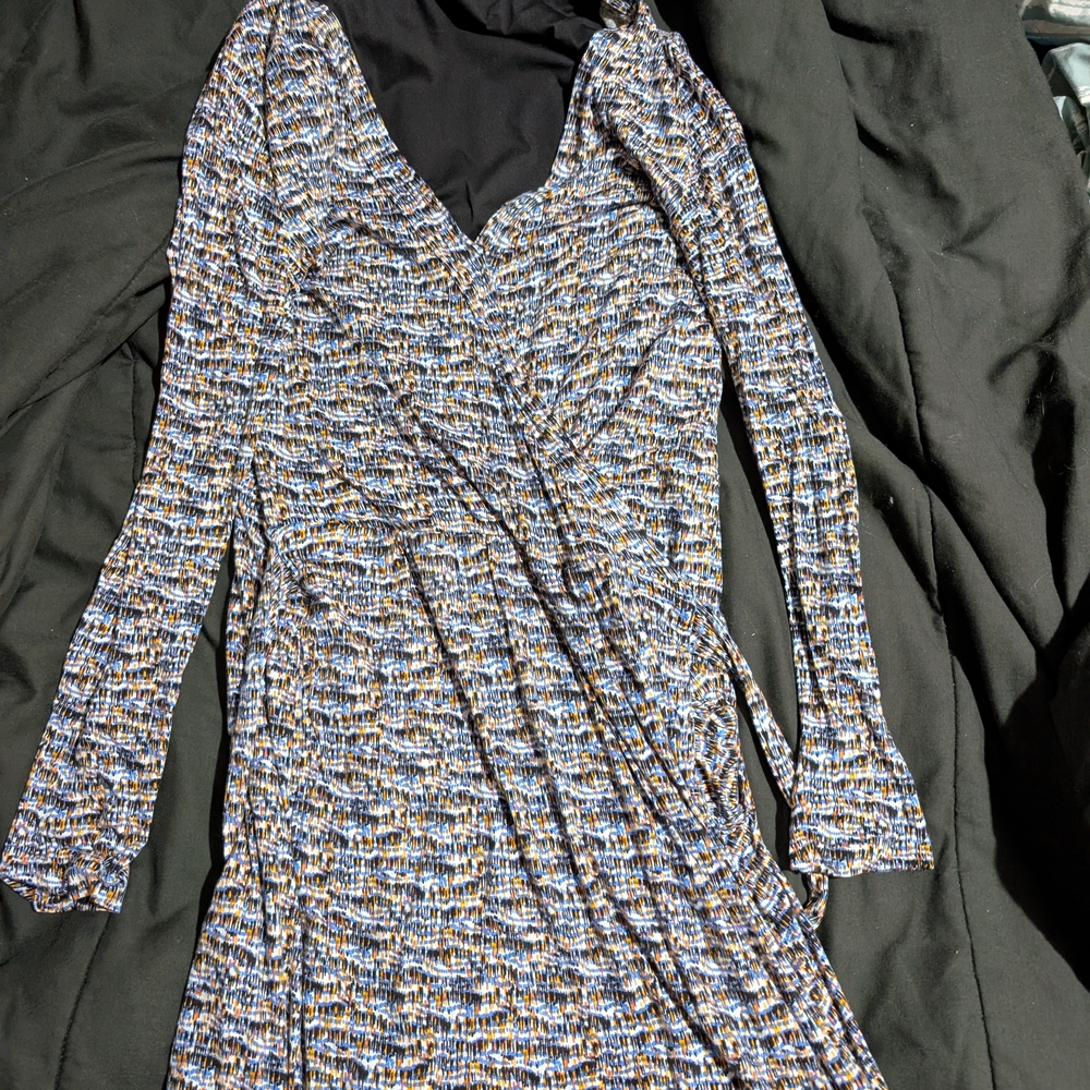 Hugo Boss Black and White Long Sleeve Dress